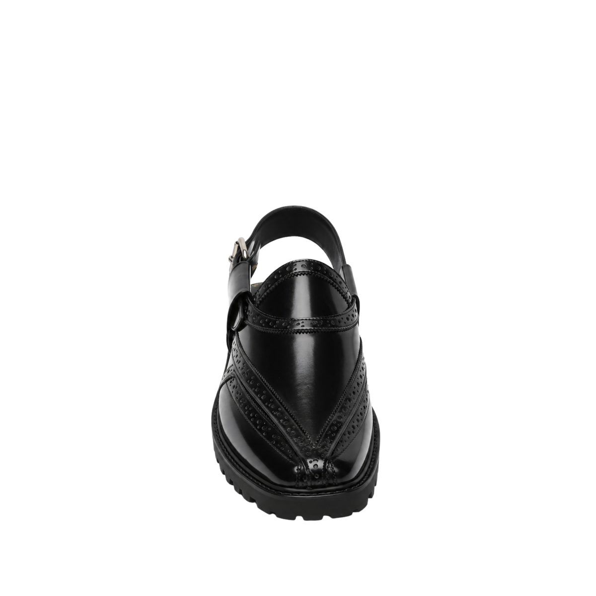 Brooklyn - Men's Black Box Leather High Shine Sandal