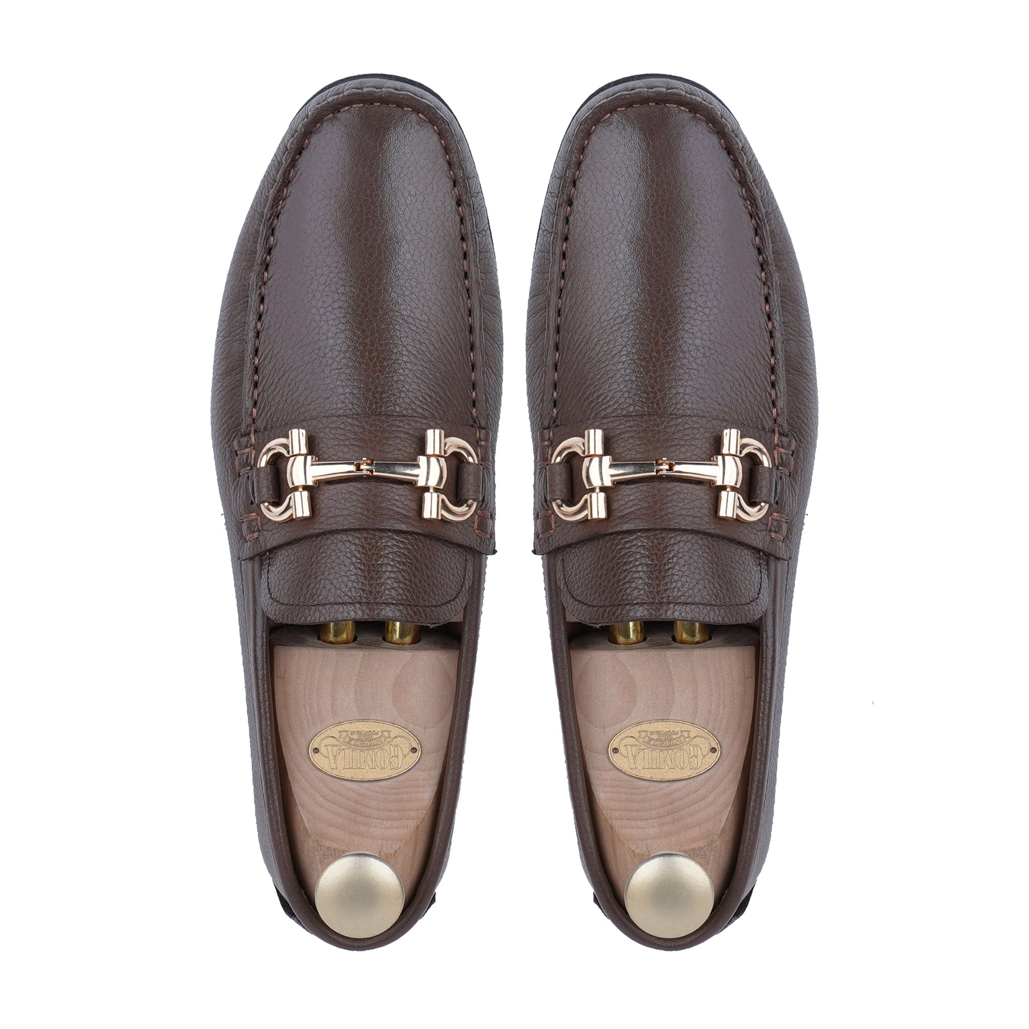 Tex - Men's Brown Pebble Grain Leather Driver Shoe