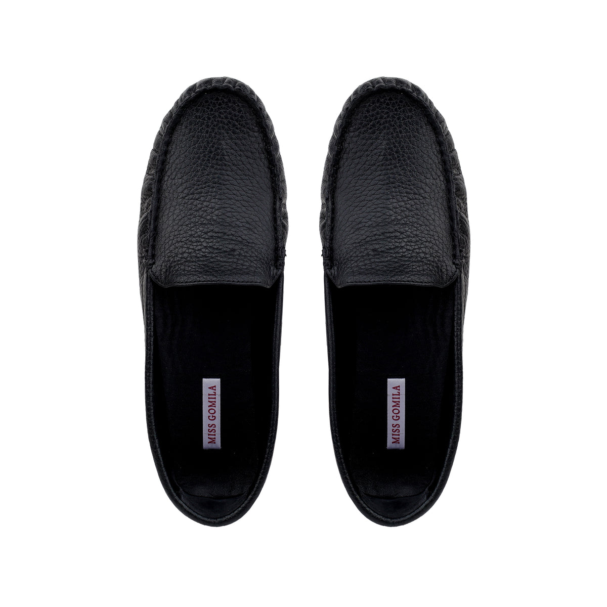 Amira - Women's Black Milled Leather Driver