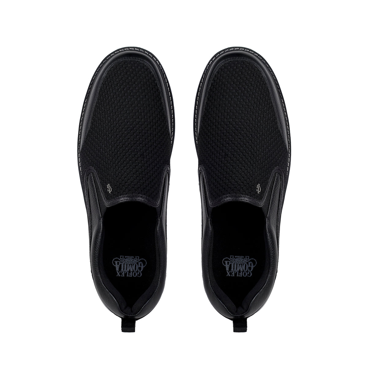 Hugh - Men's Black Pebble Leather and Mesh Fabric Sneaker
