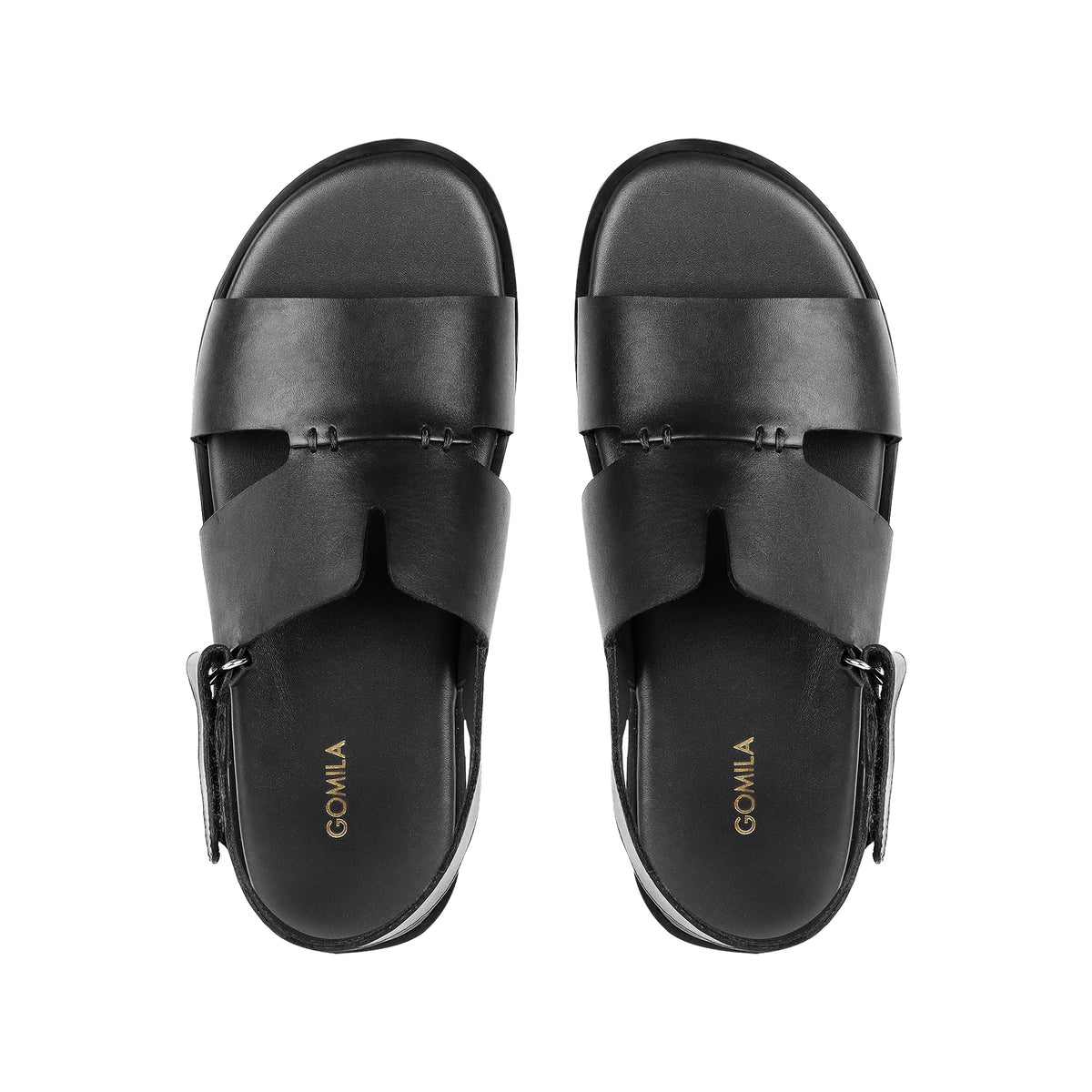 Amora - Men's Black Calf Leather Sandal