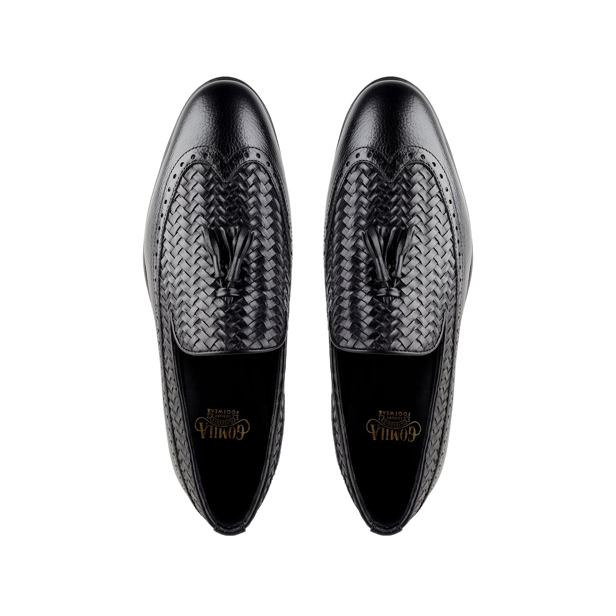 Dubasari - Men's Dark Black Pebble Grain and Hand Woven Calf Leather Loafer