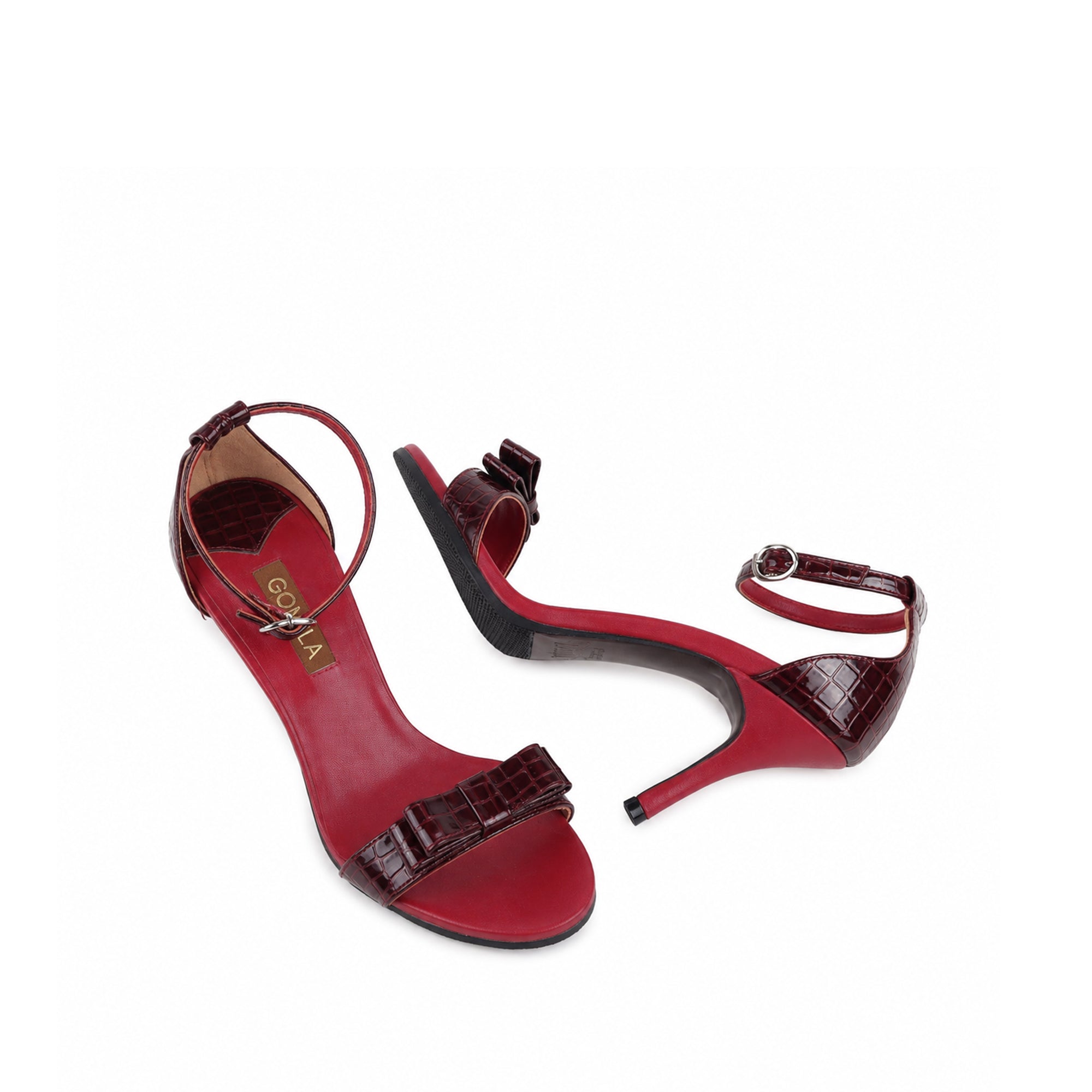 Gemma - Women's Crocodile Print Oxblood 90mm Heels