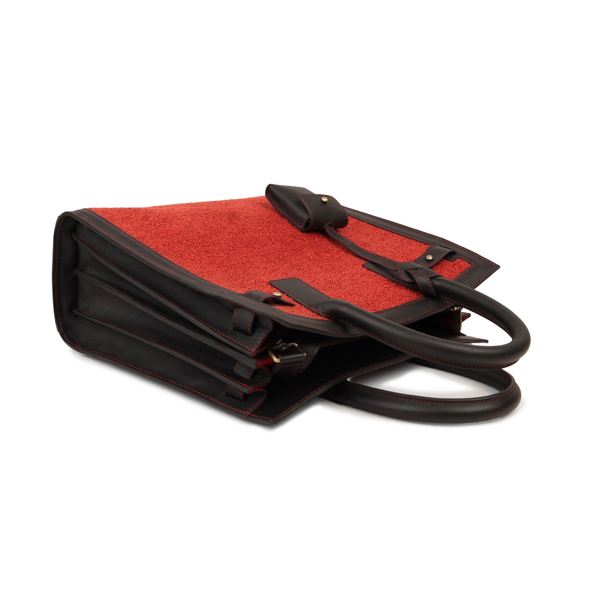Hazel - Boucle Fabric & Leather Hand Bag