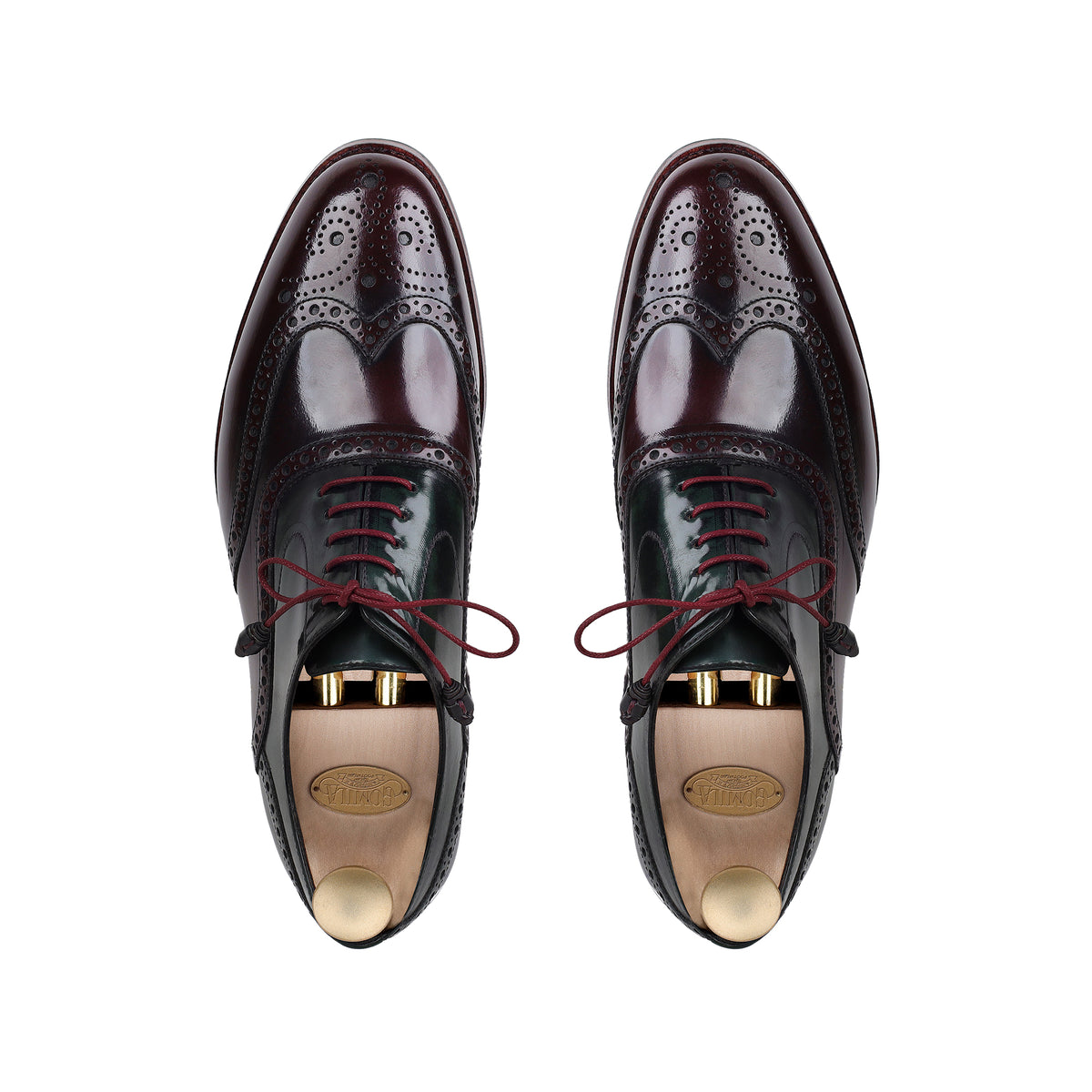 The Townhouse - Men's Oxblood & Green Box Leather Oxford