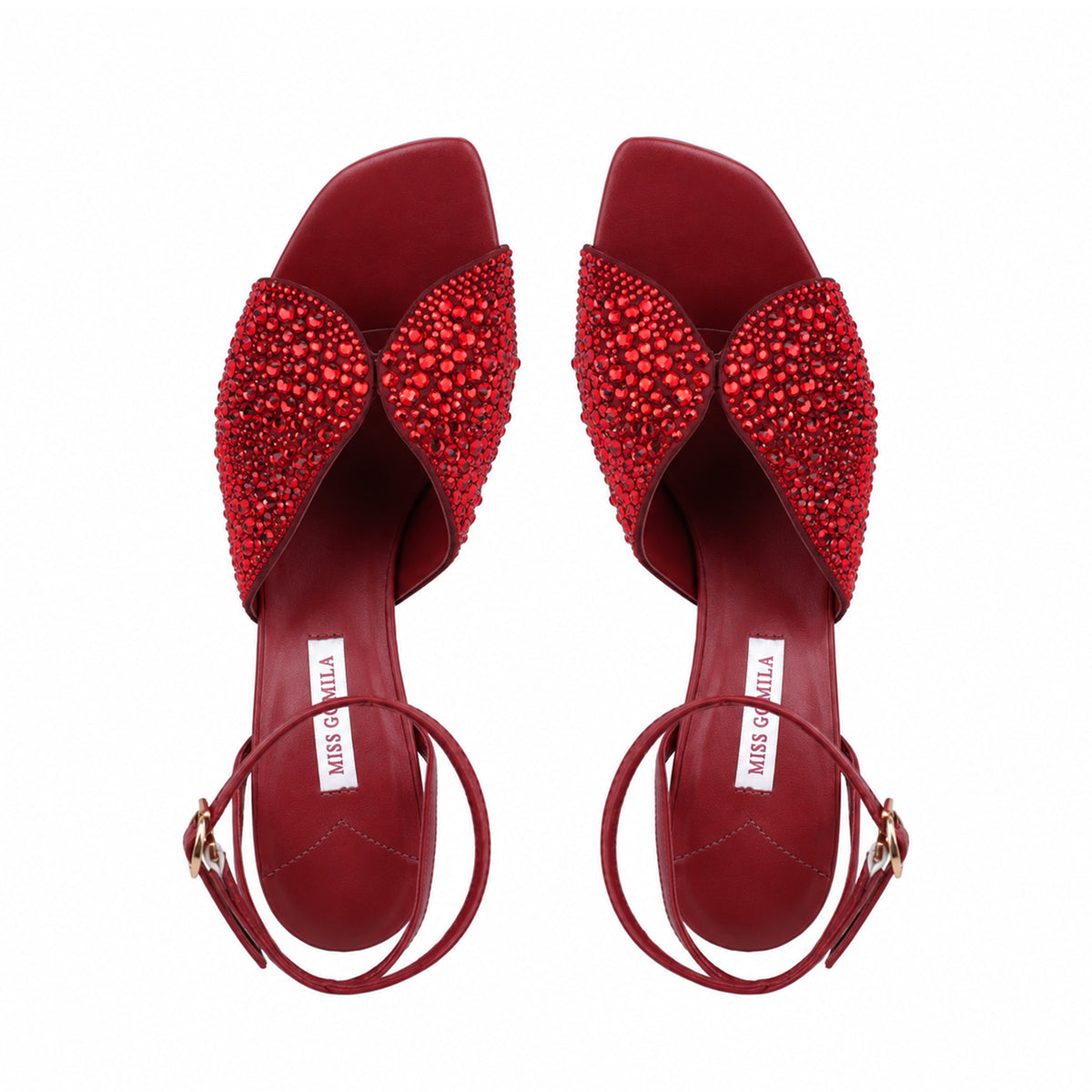 Maya - Women’s Oxblood Hand Set Crystals 90mm Heels