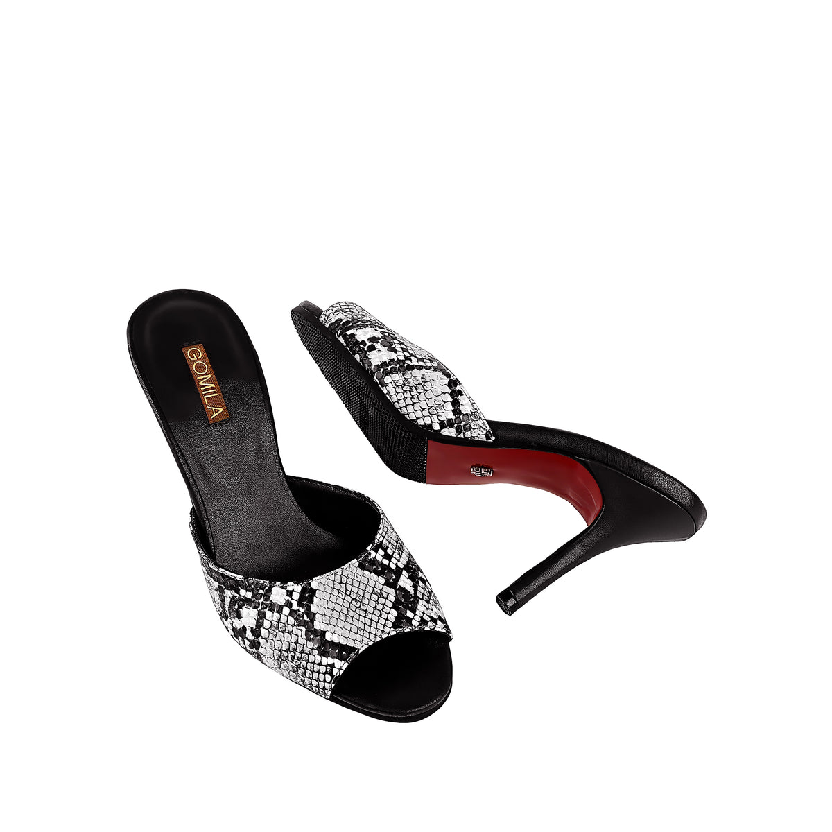 Elira - Women's Black Snake Print 90mm Heels