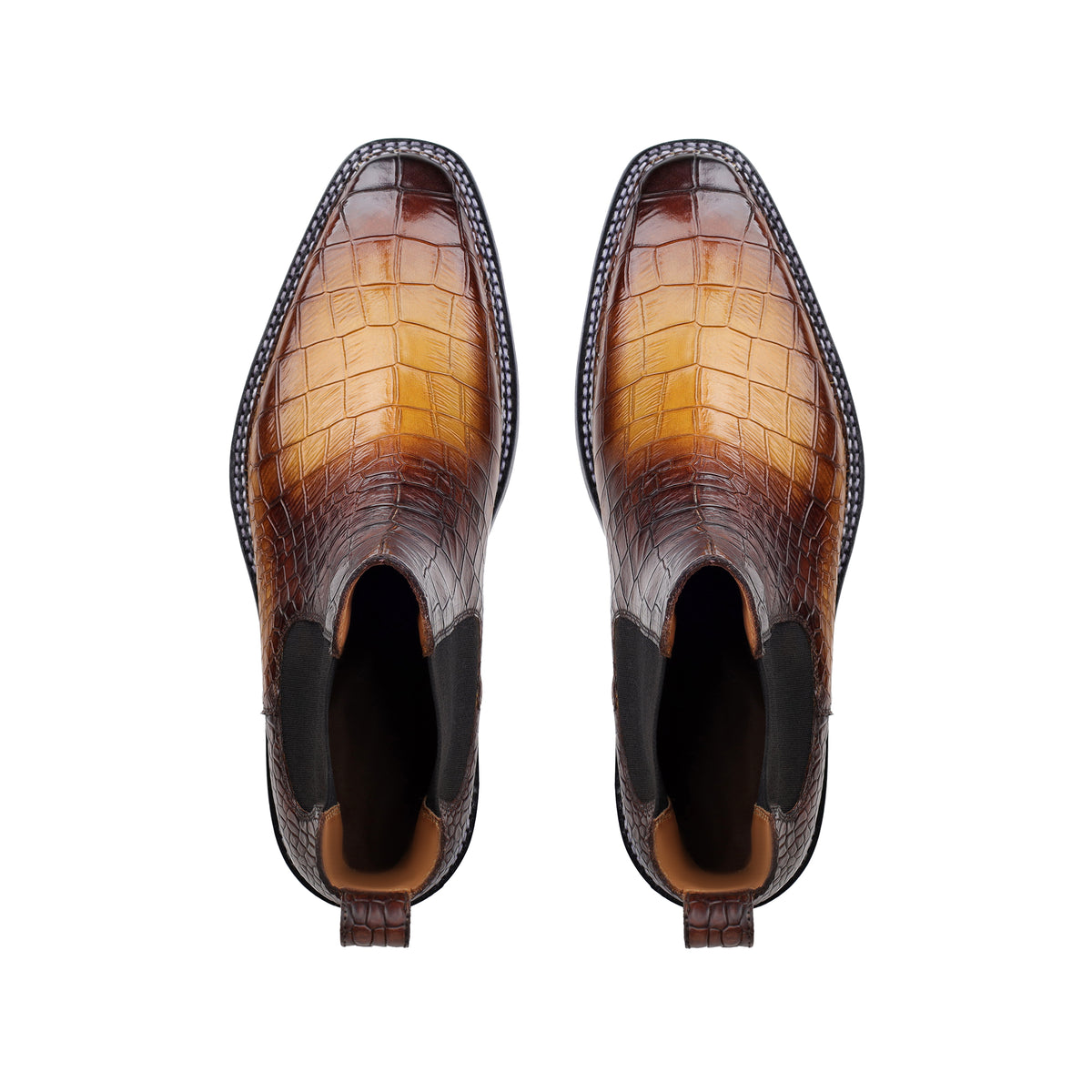 Dexter - Men's Burnish Tan Crocodile Textured Chelsea Boot