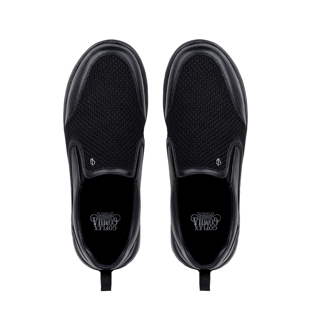 Alan - Men's Black Milled Leather & Mesh Fabric Sneaker