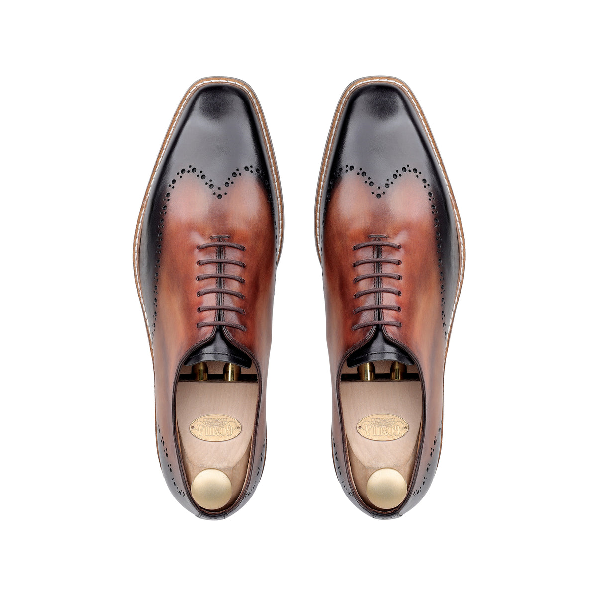 Carlo - Men's Tan Patina Calf Leather Goodyear Welted Bespoke Oxford