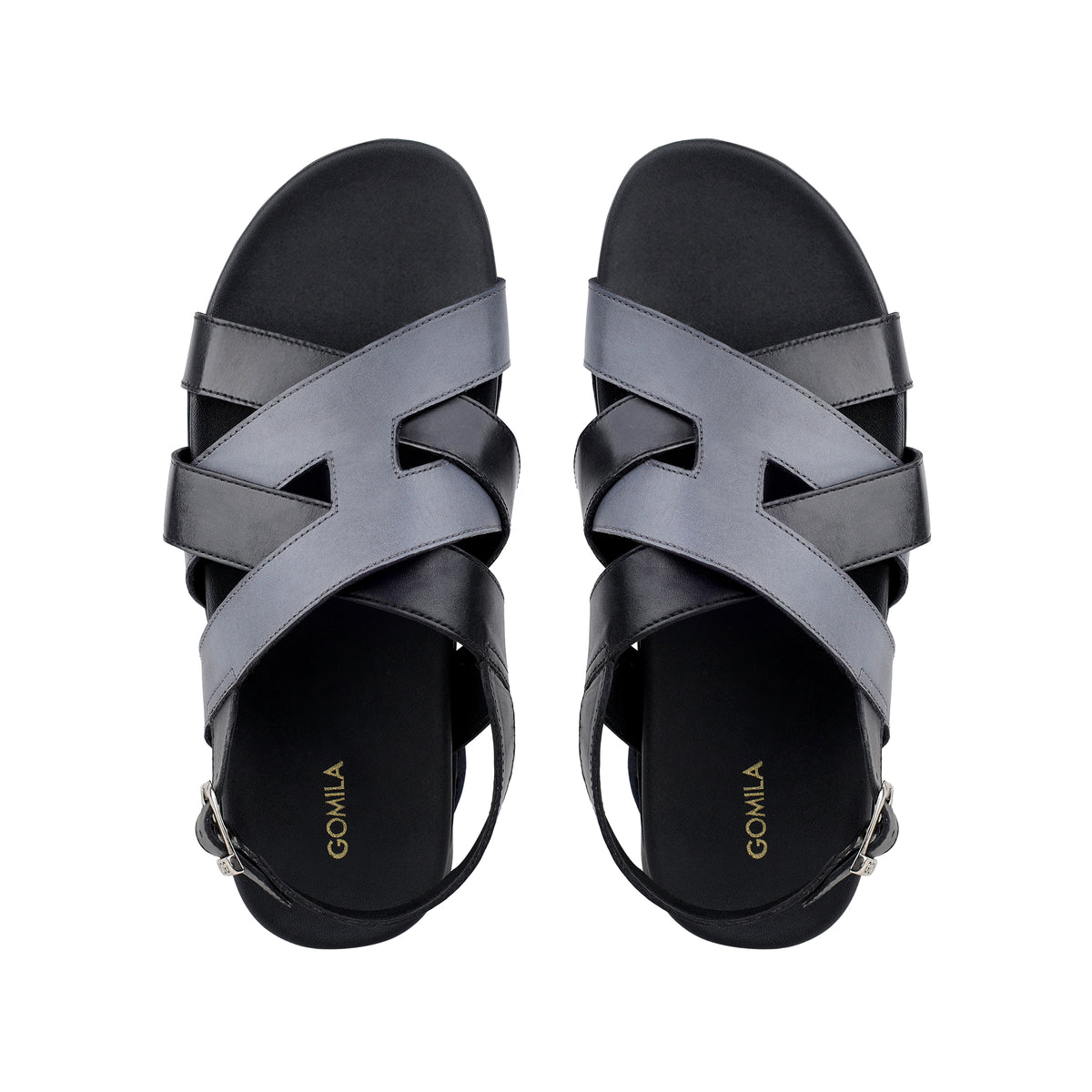 Galo - Men's Black & Grey Calf Leather Sandal