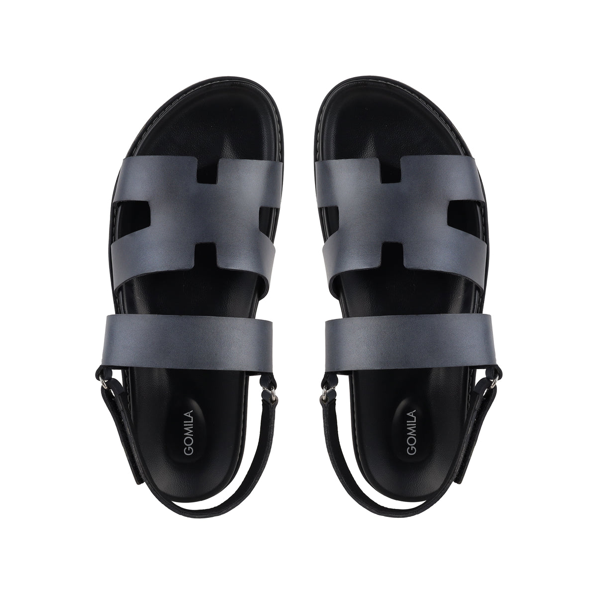 Nathan - Men's Grey Calf Leather Sandal