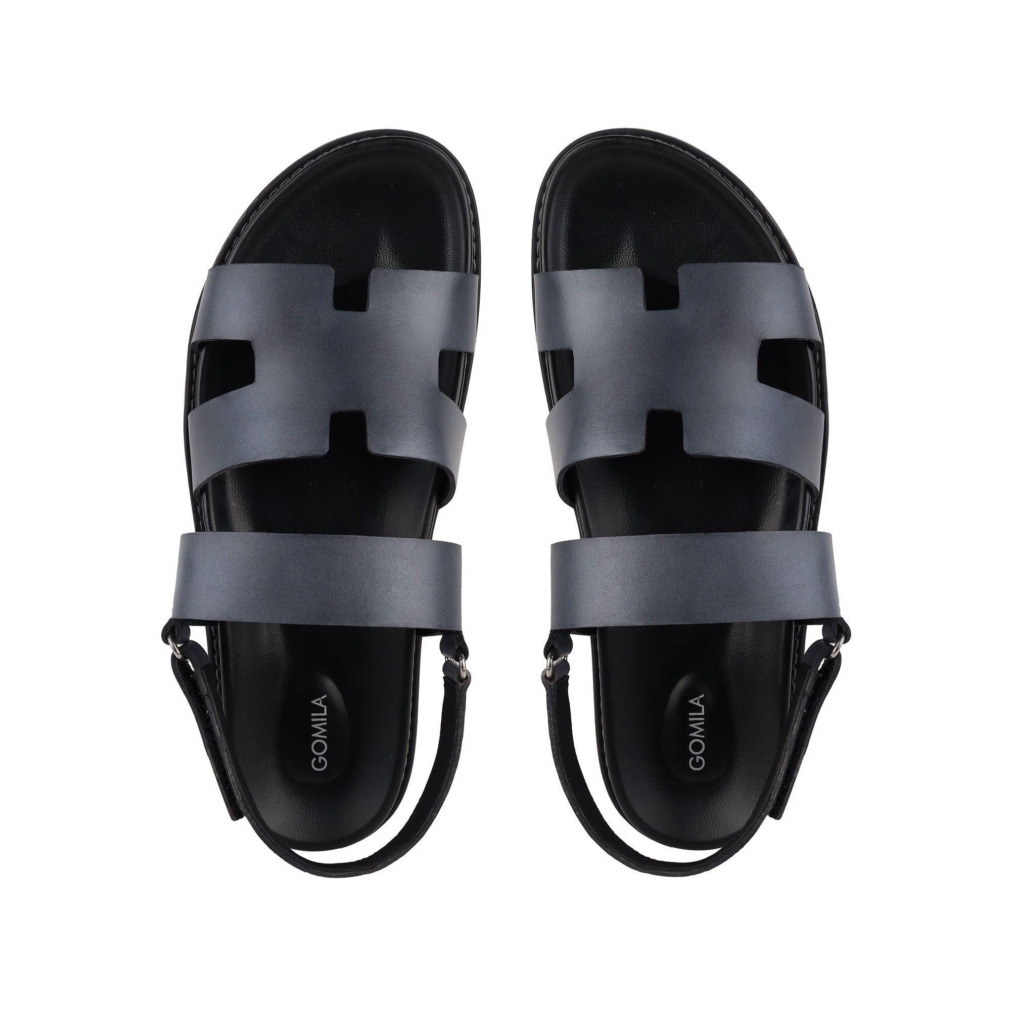 Nathan - Men's Grey Calf Leather Sandal