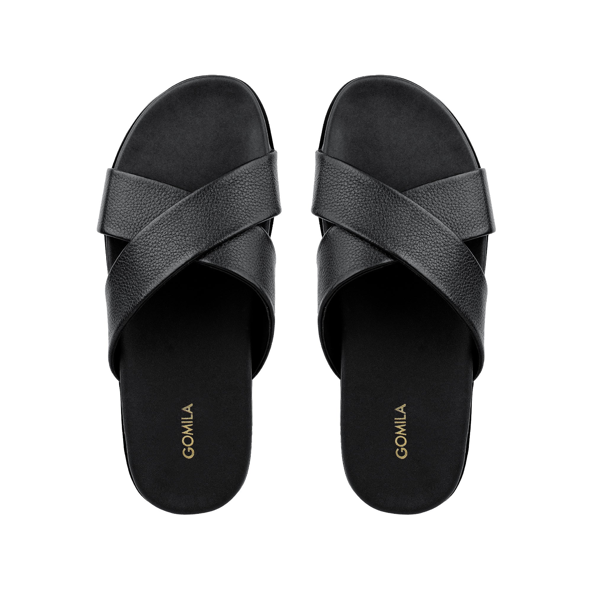 Elvo - Men's Black Pebble Grain Leather Slipper