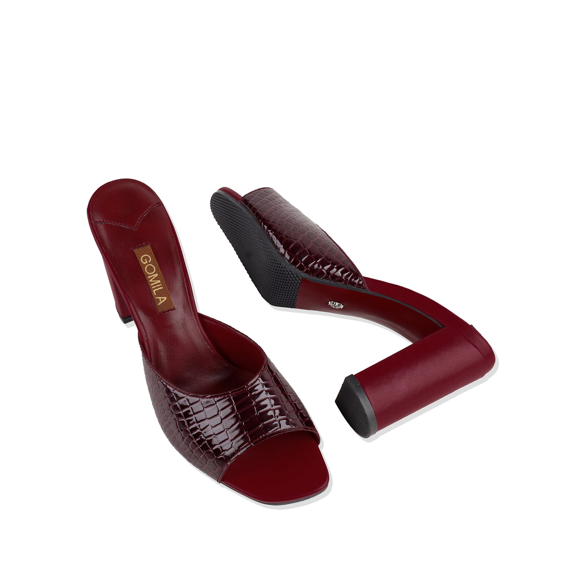 Lana - Women's Crocodile Print Oxblood 90mm Heels