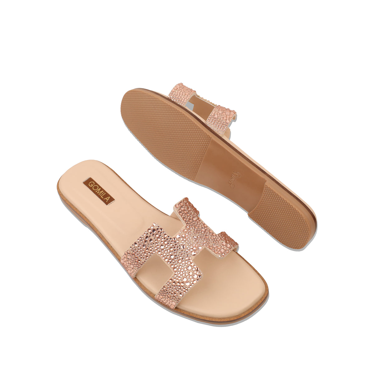 Sierra - Women's Peach Rhinestone Slipper