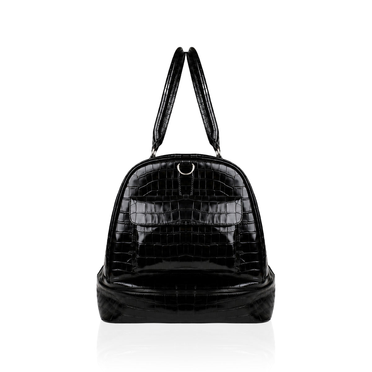 Reece - Men's Black Crocodile Print Duffle Bag