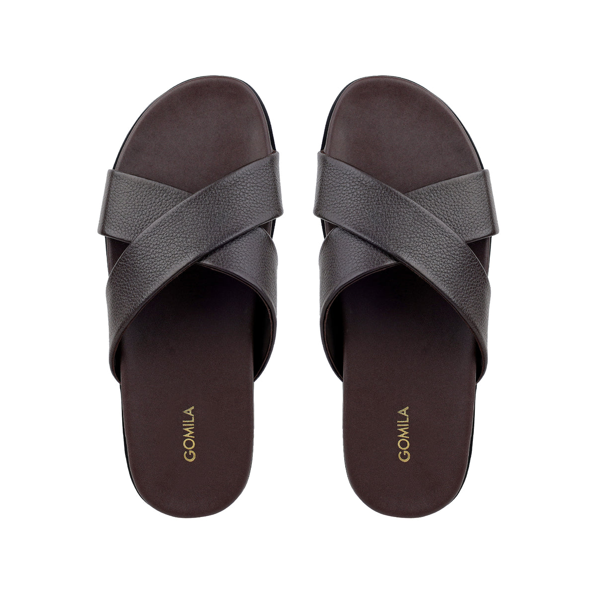 Elvo - Men's Dark Brown Pebble Grain Leather Slipper