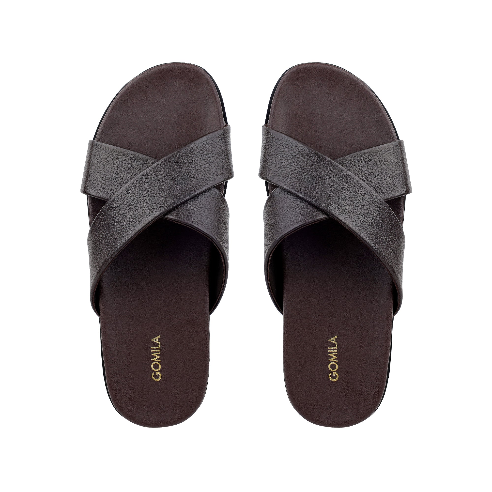 Elvo - Men's Dark Brown Pebble Grain Leather Slipper