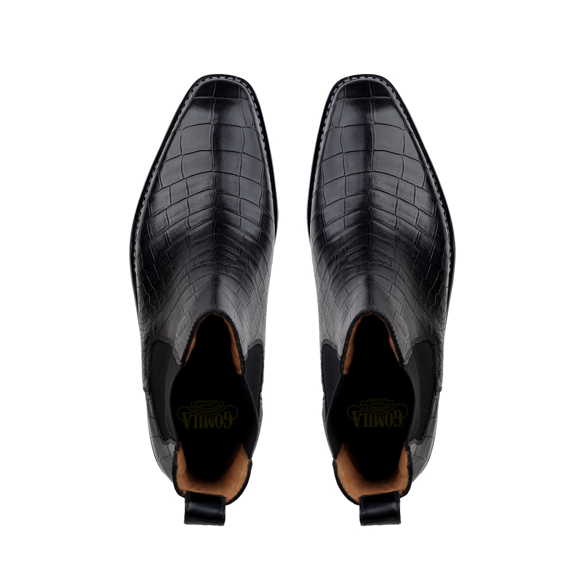 Dexter - Men's Black Crocodile Textured Goodyear Welted Chelsea Boot