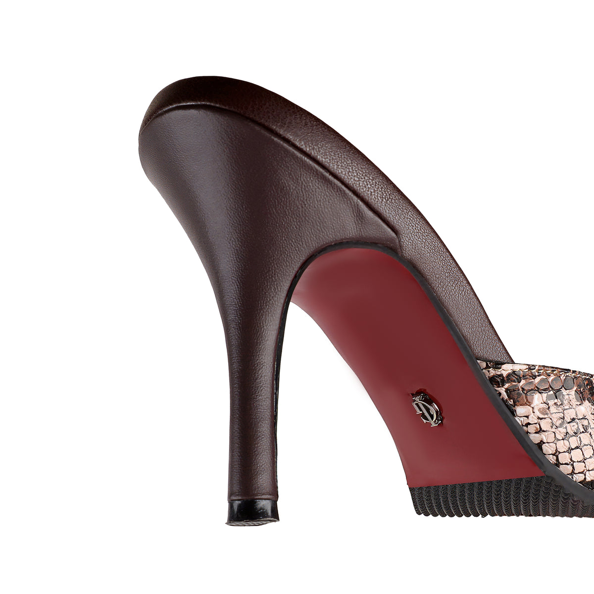 Elira - Women's Brown Snake Print 90mm Heels