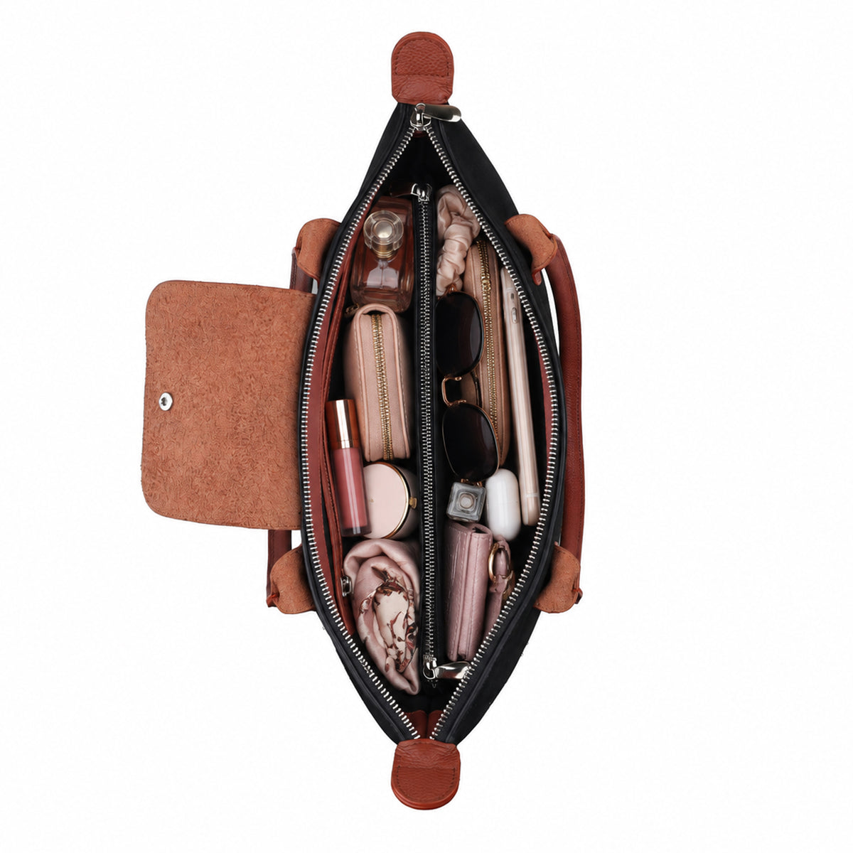 Giana - Black Suede Leather Hand Bag