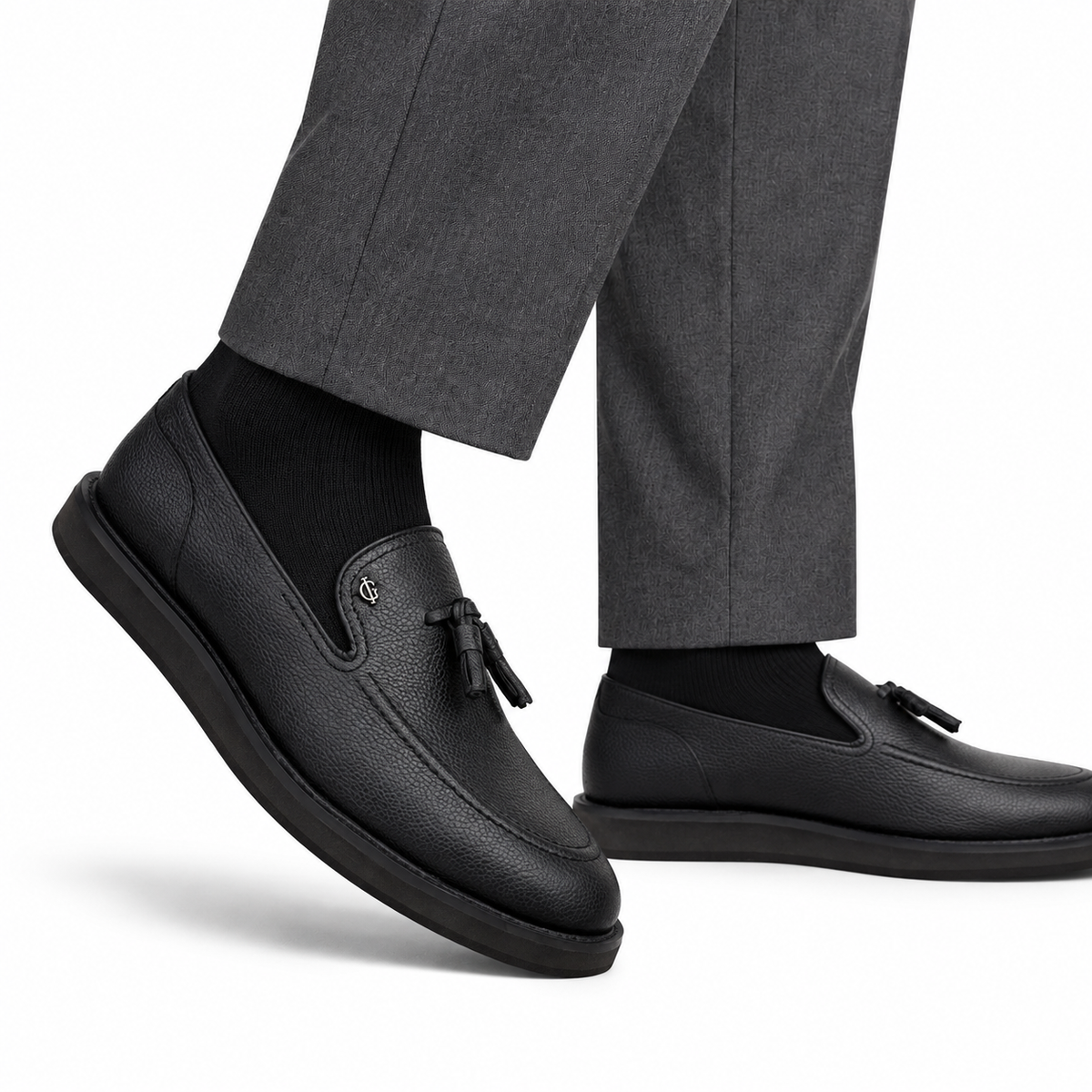 Gavin - Men's Black Milled Leather Casual