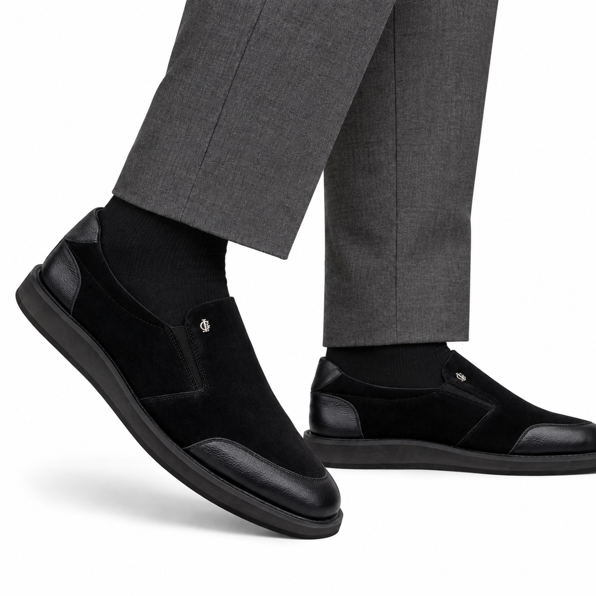 Amador - Men's Black Suede and Milled Leather Casual