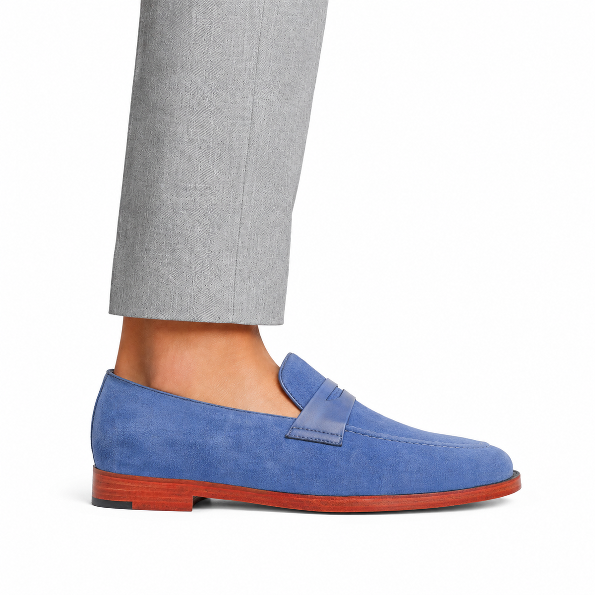 Samuel - Men's Sea Blue Kid Suede Bespoke Loafer