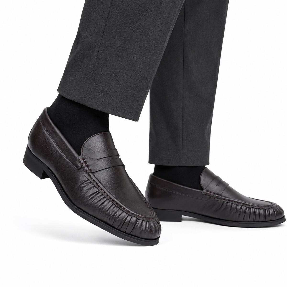 Alexis - Men's Dark Brown Sheep Skin Leather Loafer