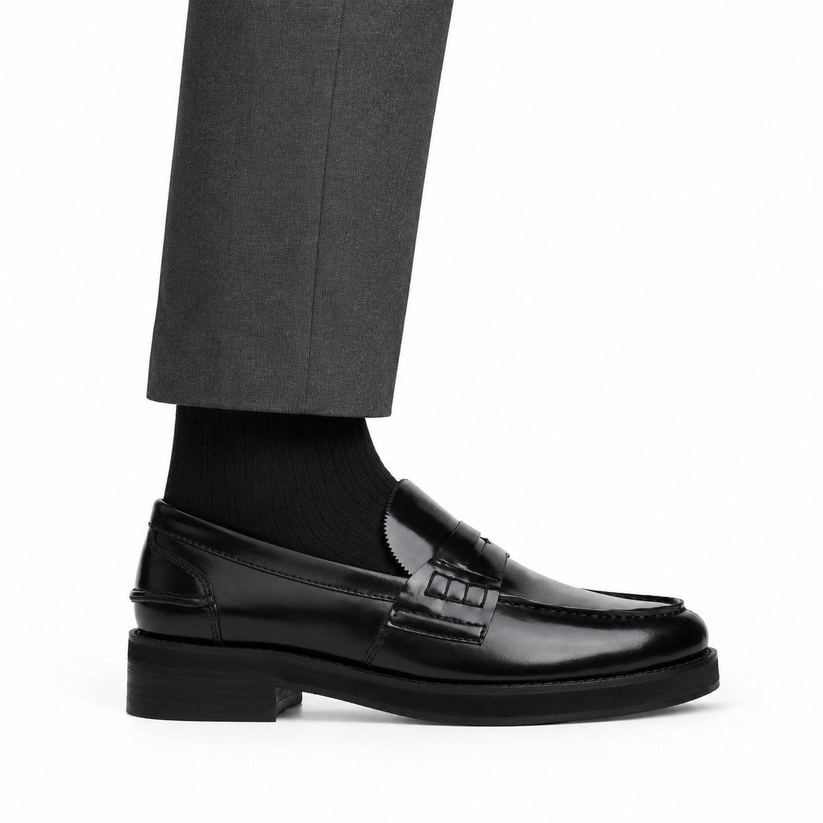 Collin - Men's Black Box Leather Loafer