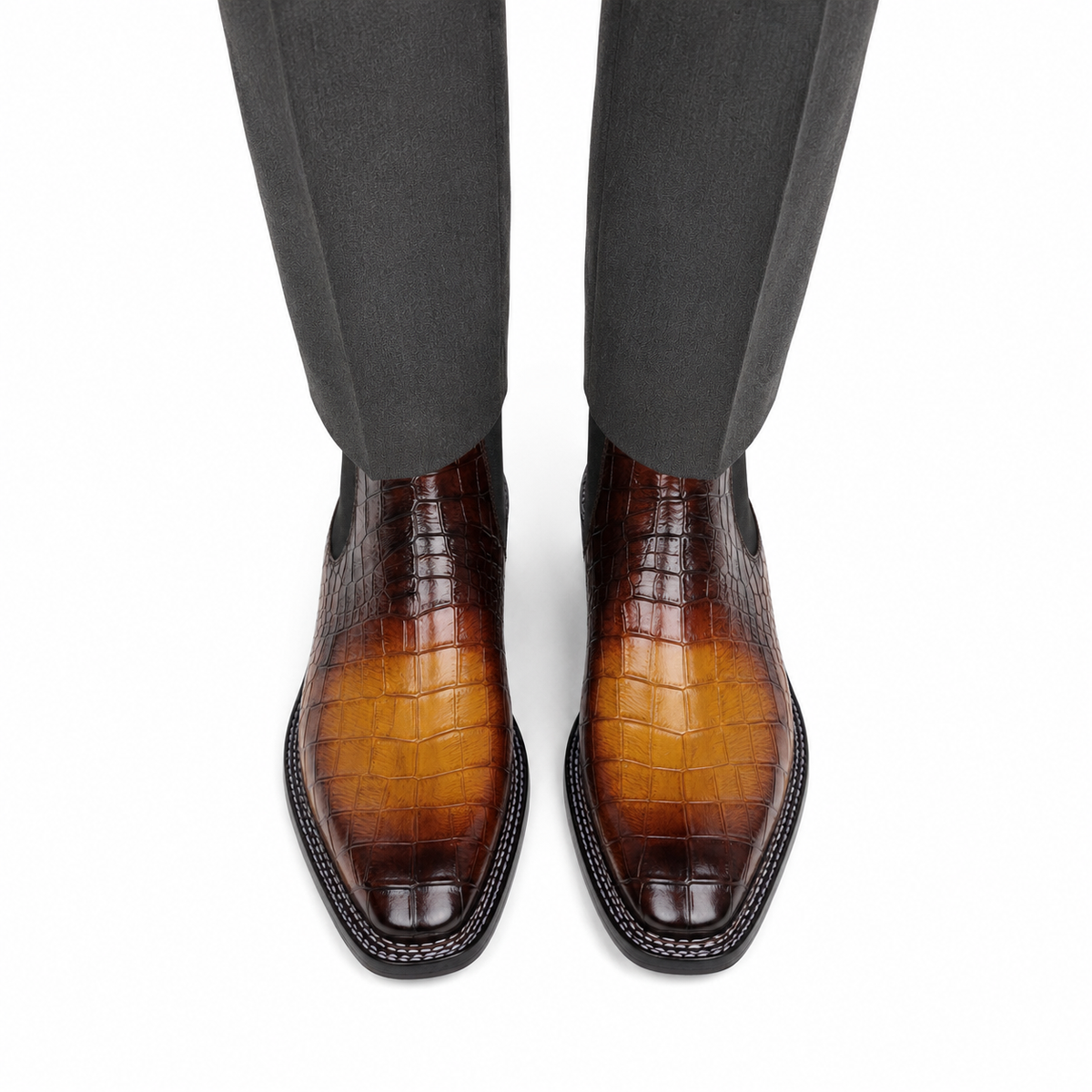 Dexter - Men's Burnish Tan Crocodile Textured Chelsea Boot