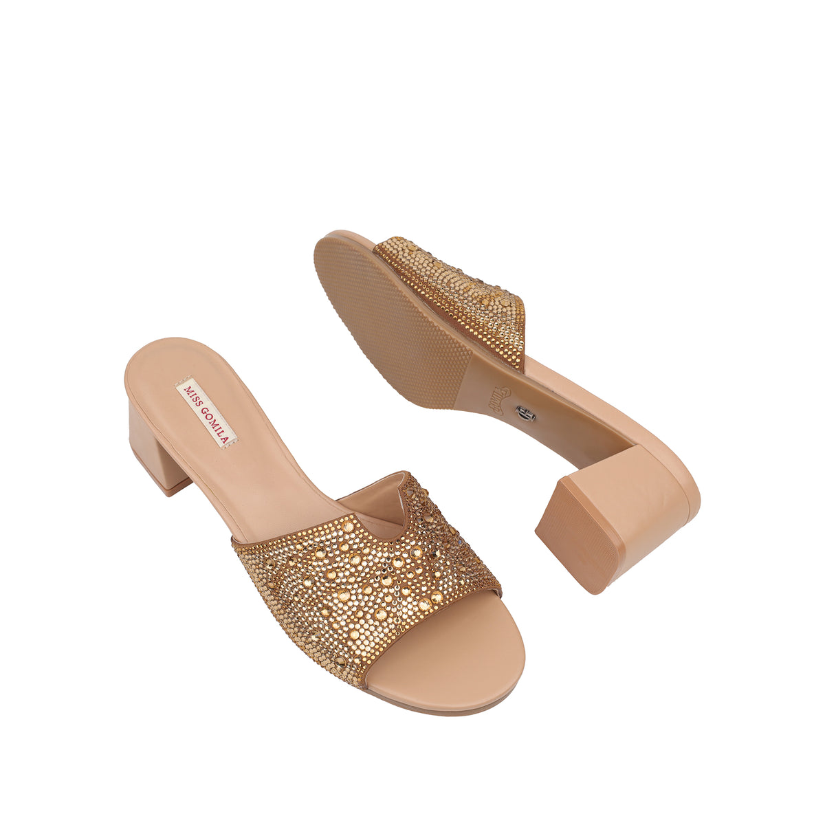 Isabel - Women's Champagne Hand Set Crystals 50mm Heels
