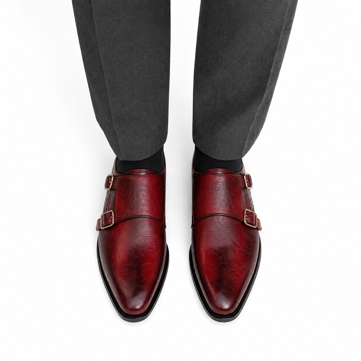 Clyde - Men's Oxblood Calf Leather Goodyear Welted Bespoke Double Monkstrap