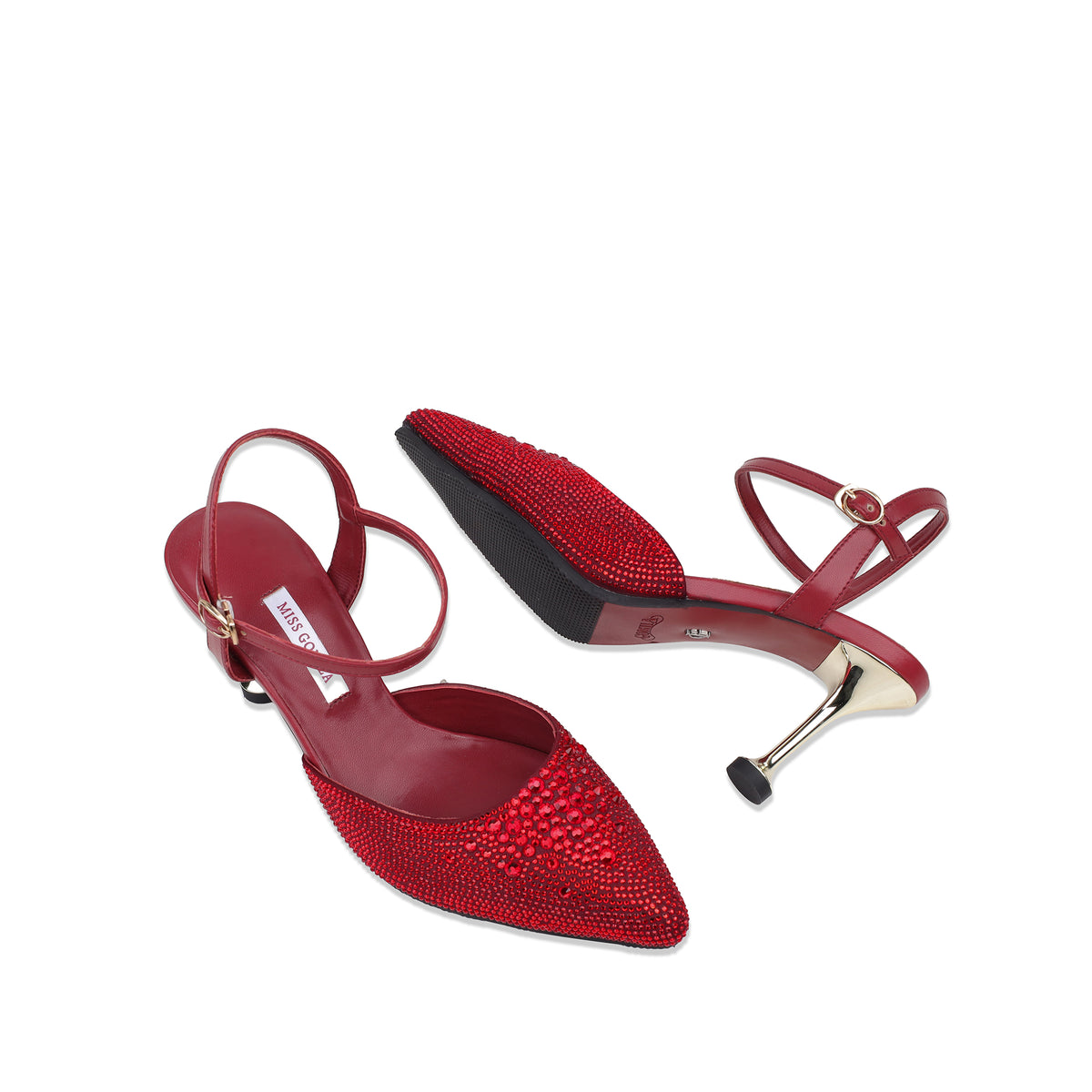 Vanessa - Women’s Oxblood Hand Set Crystals 90mm Heels