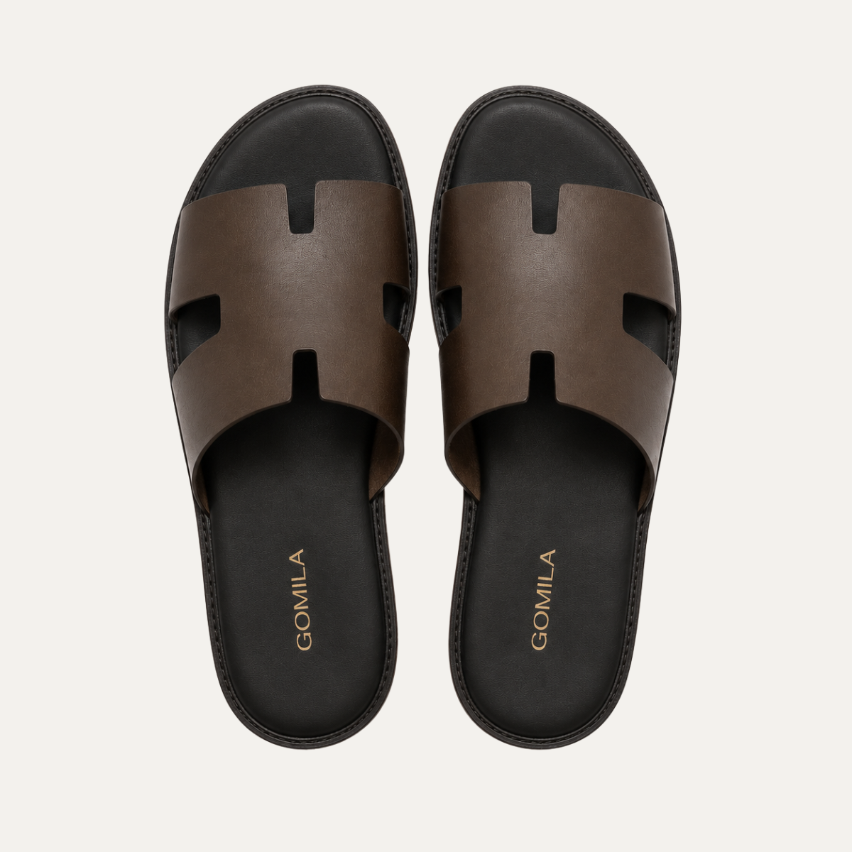 Riko - Men's Dark Brown Calf Leather Slipper