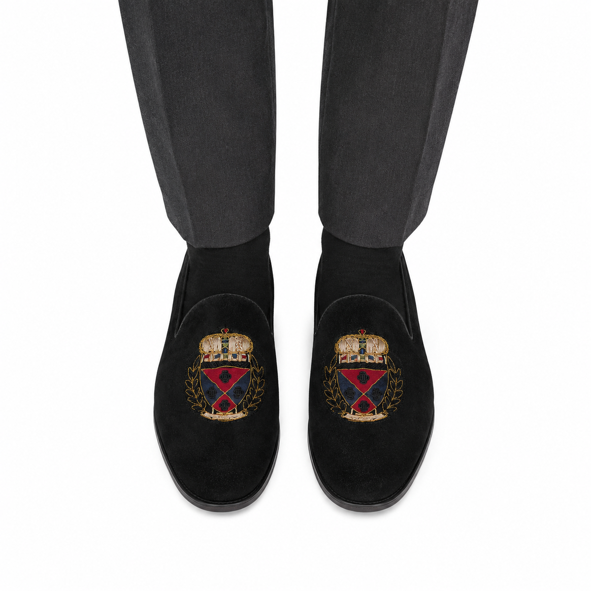 Ellis - Men's Black Suede & Embroidery Loafer