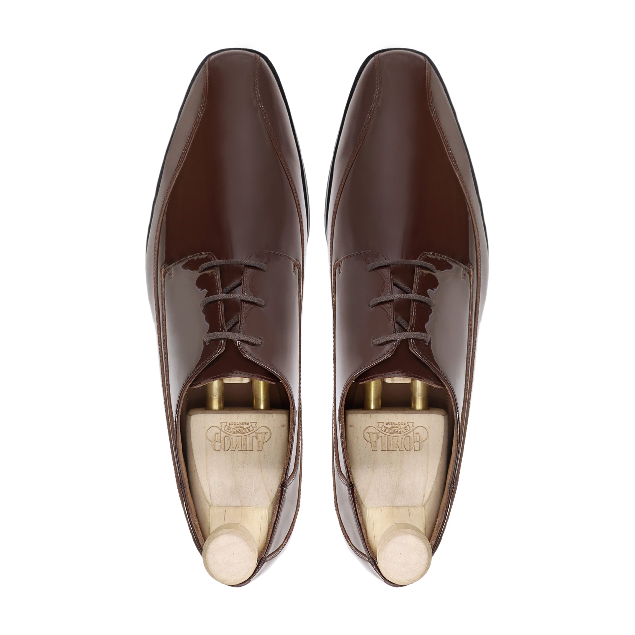 Liege - Men's Dark Brown Patent Derby Shoe