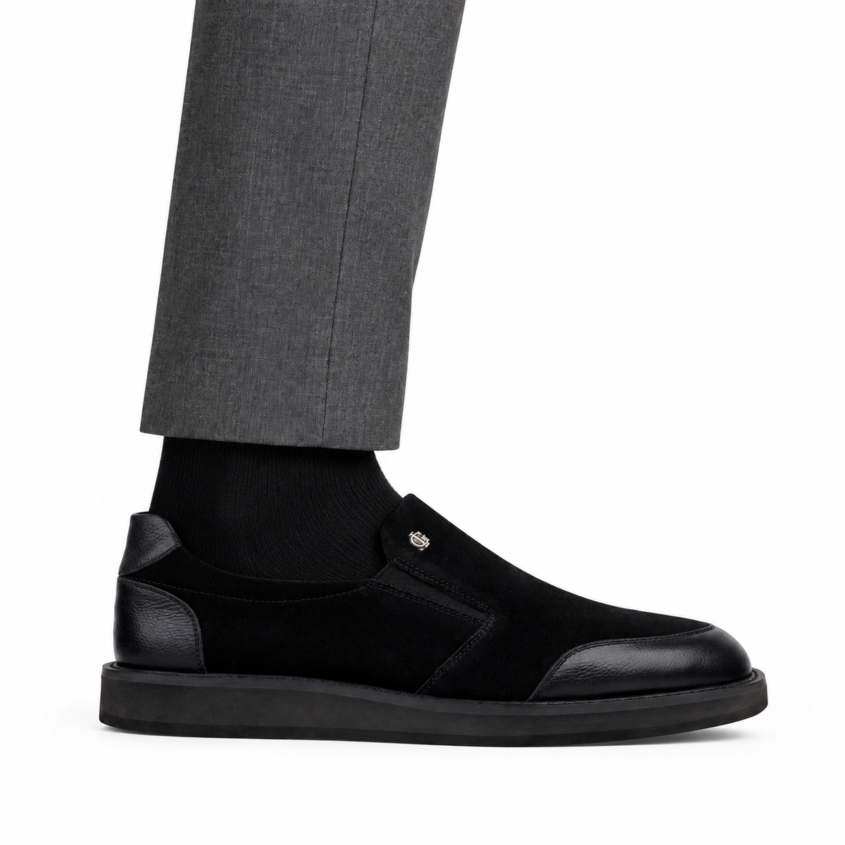 Amador - Men's Black Suede and Milled Leather Casual