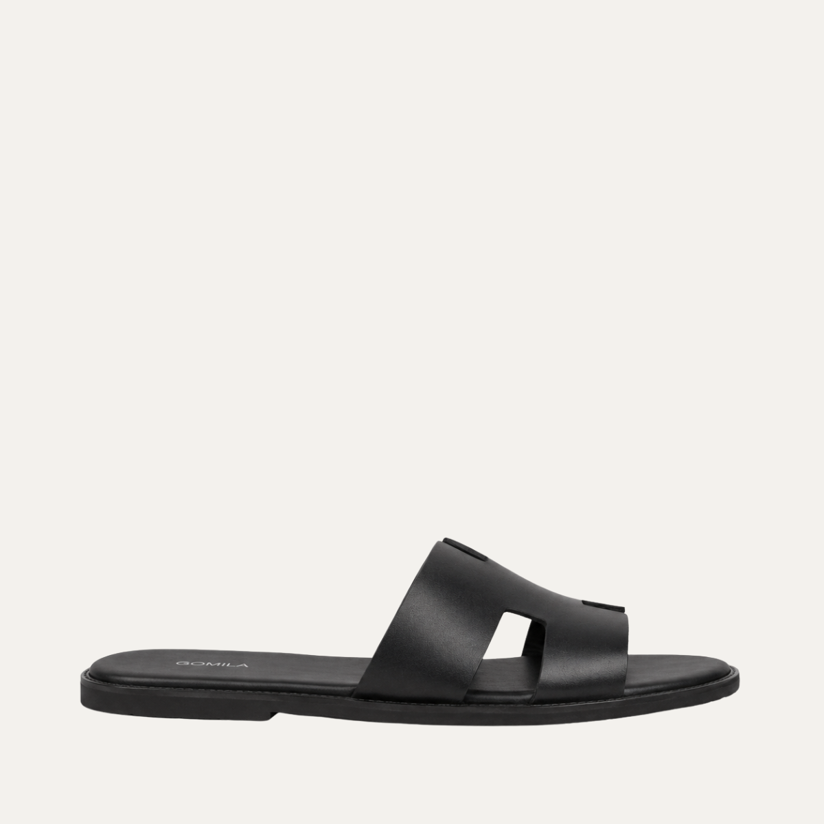 Riko - Men's Black Calf Leather Slipper