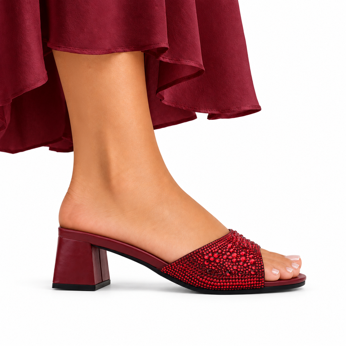 Mara - Women's Oxblood Rhinestone 50mm Heels