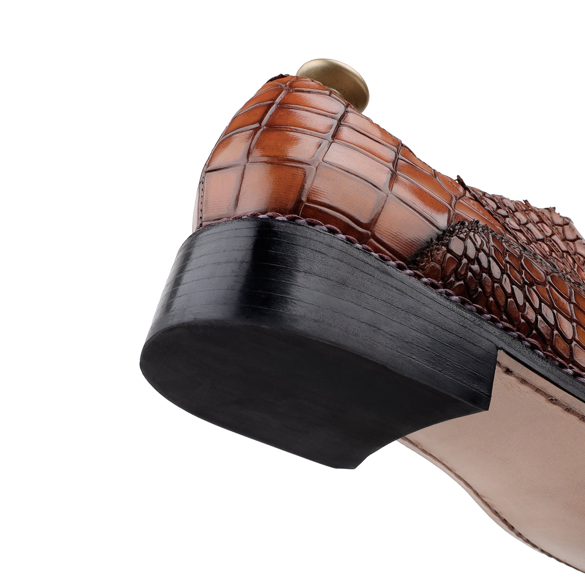 Adler - Men's Tan Crocodile Textured Goodyear Welted Leather Oxford