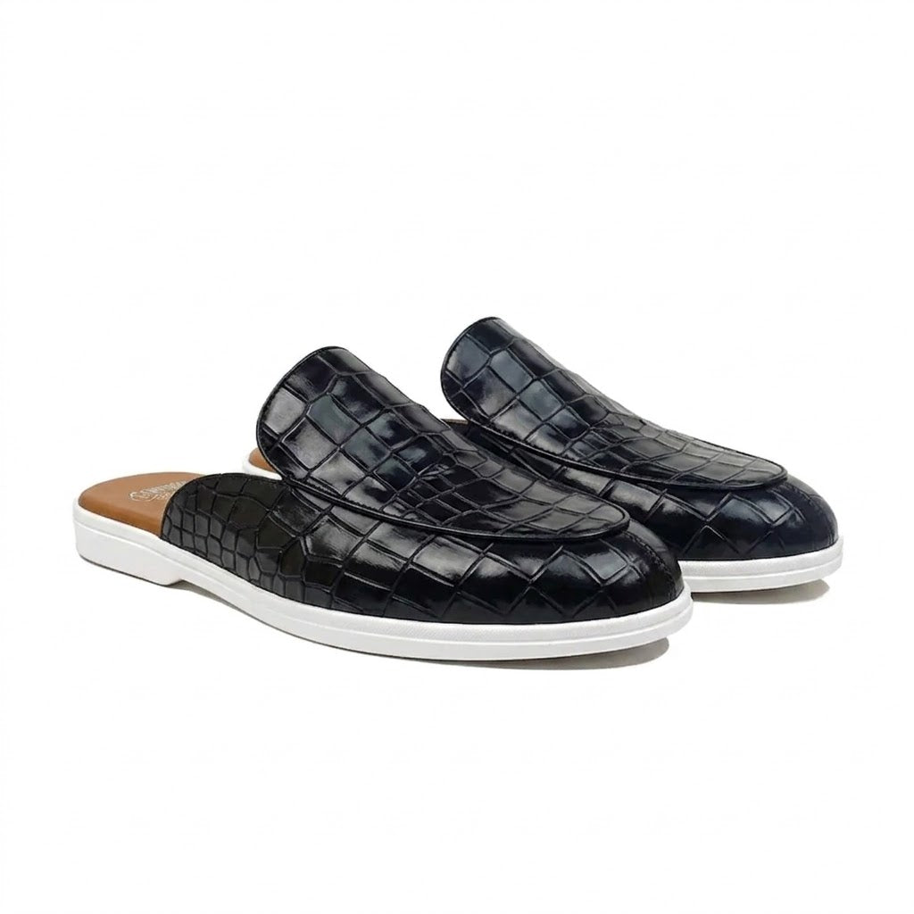 Rook - Men's Black Calf Leather Slipper