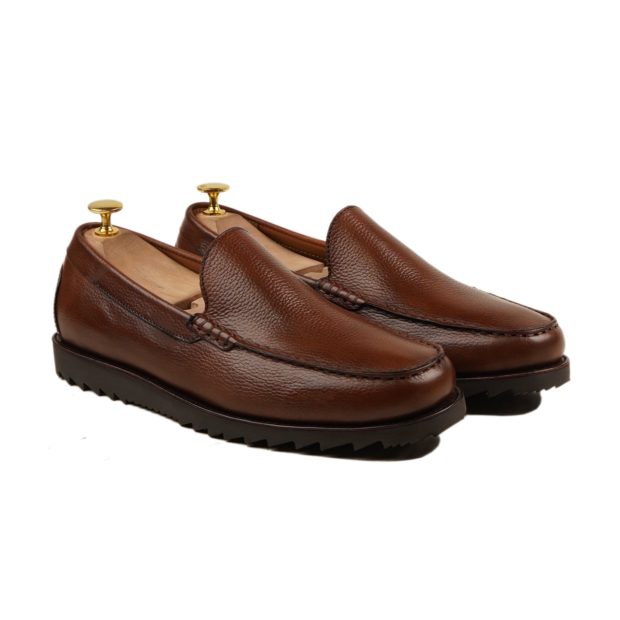 Wanderlust - Men's Brown Pe bble Grain Leather Loafer