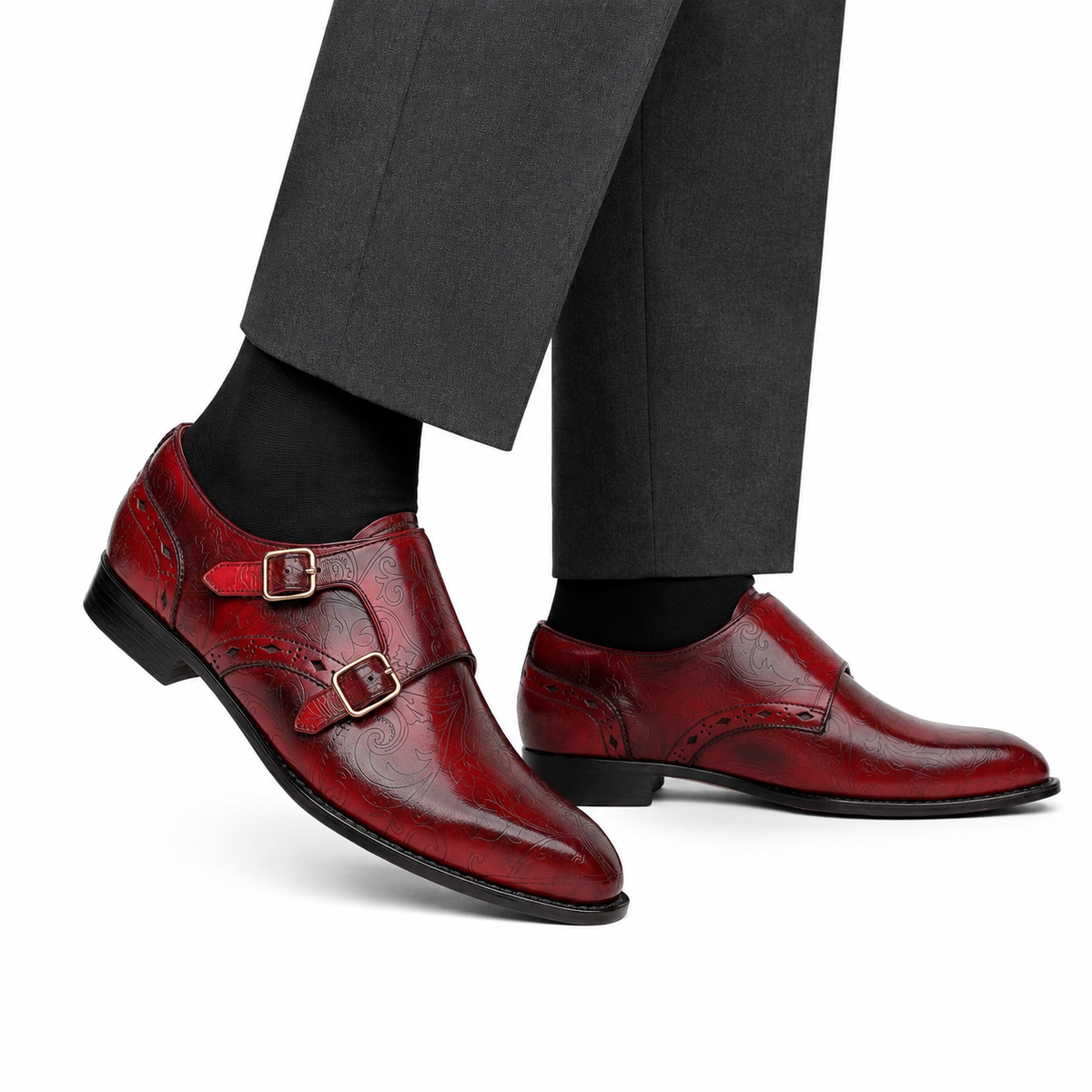 Clyde - Men's Oxblood Calf Leather Goodyear Welted Bespoke Double Monkstrap