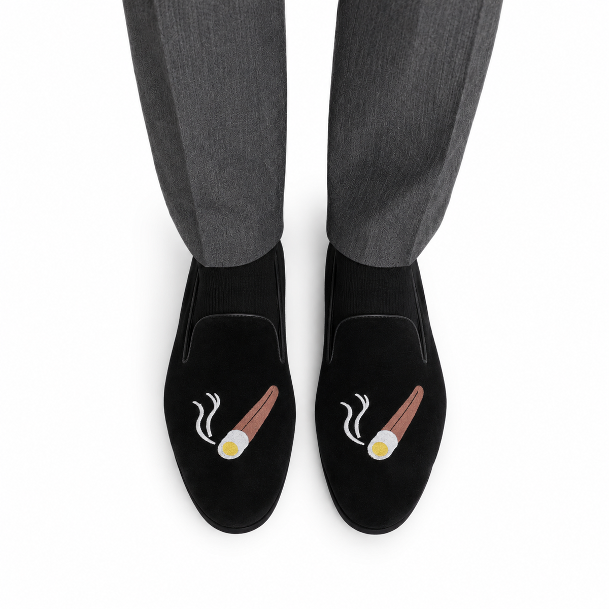 David - Men's Black Suede & Embroidery Loafer