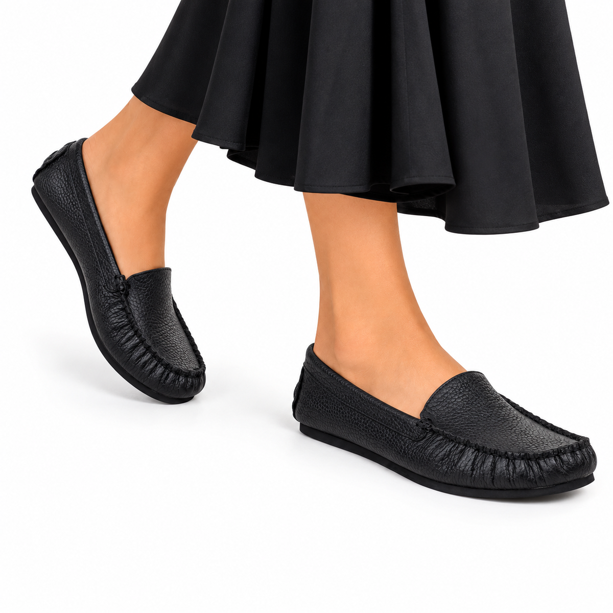 Amira - Women's Black Milled Leather Driver