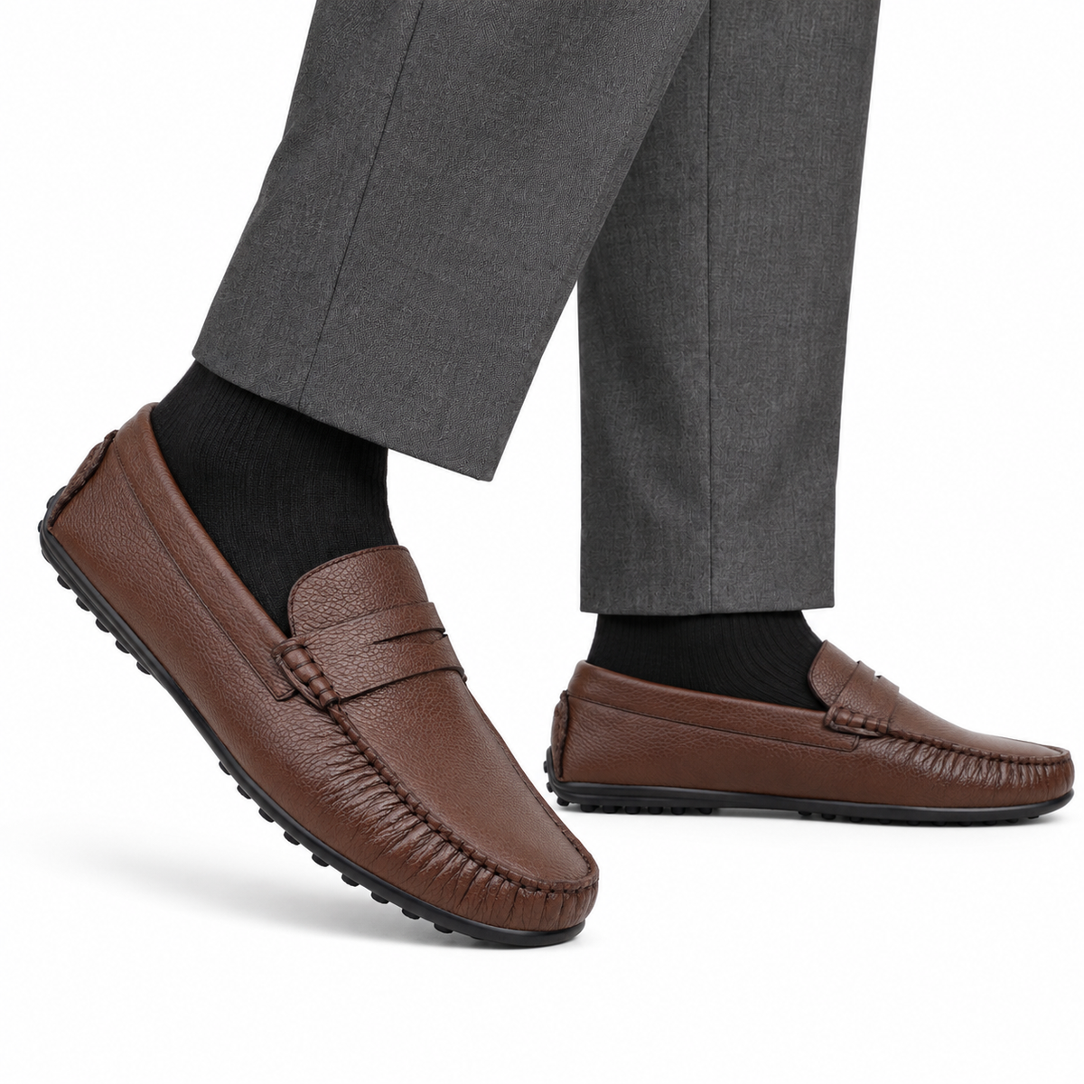 Floyd - Men's Light Brown Milled Leather Driver