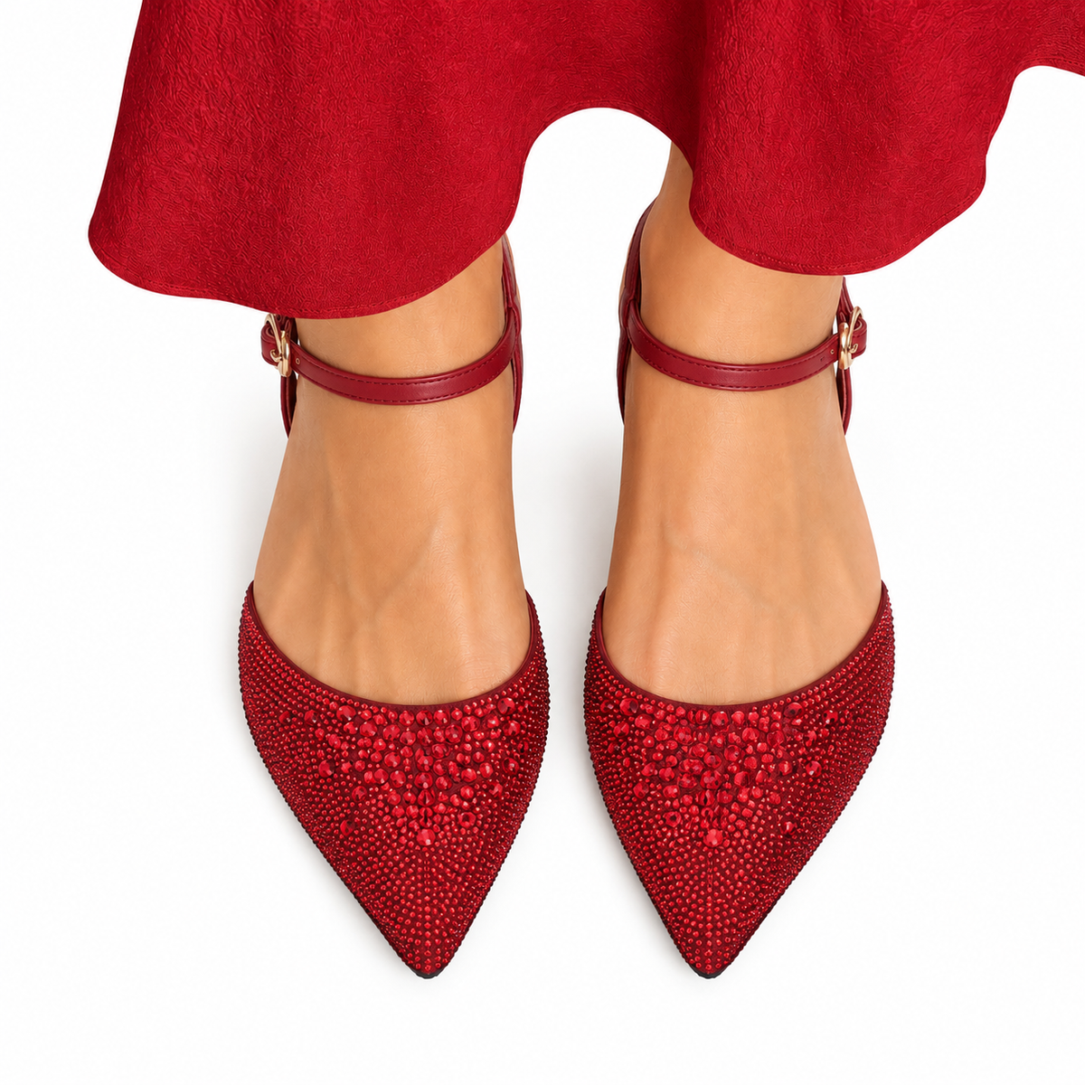 Vanessa - Women’s Oxblood Hand Set Crystals 90mm Heels
