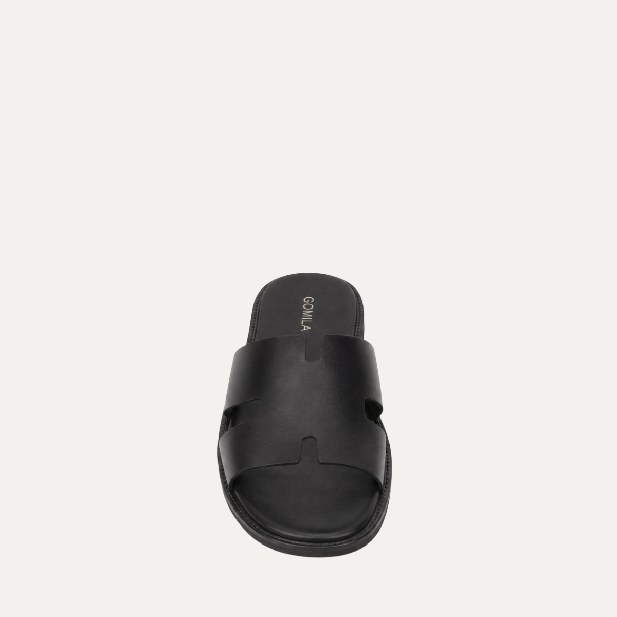 Riko - Men's Black Calf Leather Slipper